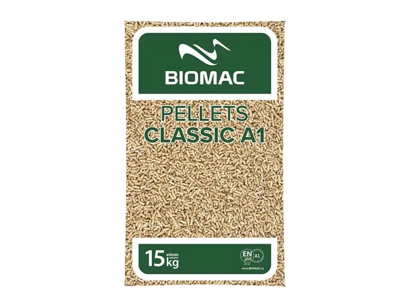 Pelety A1 SMRKOVO-BOROVICOVÉ – balení po 15 kg / 1050 kg paleta

